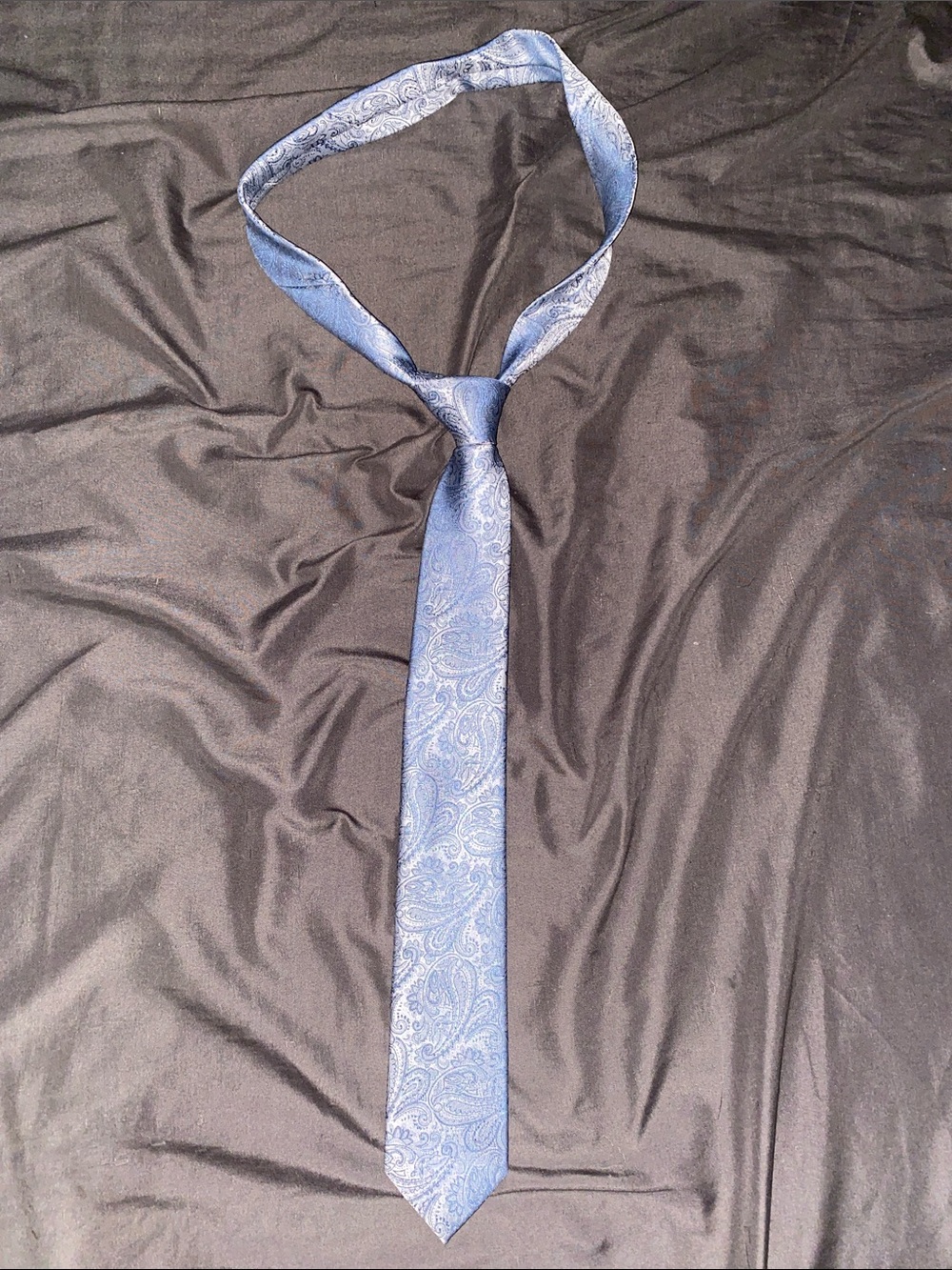 Men's Paisley Silk-Effect Tie in Light Blue